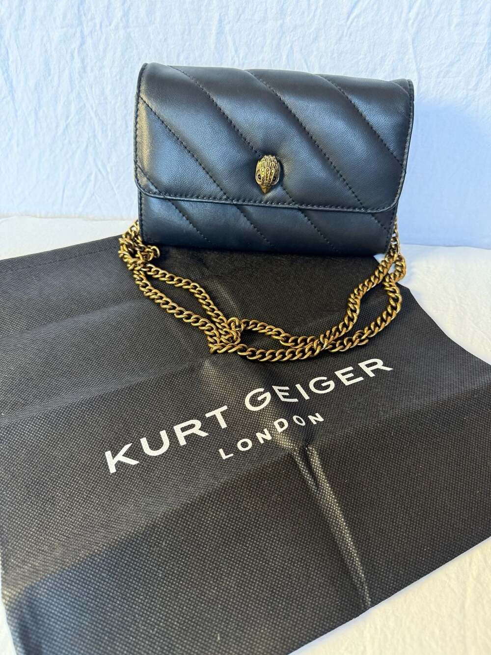Kurt Geiger London Quilted Leather Wallet on Chain Crossbody Bag